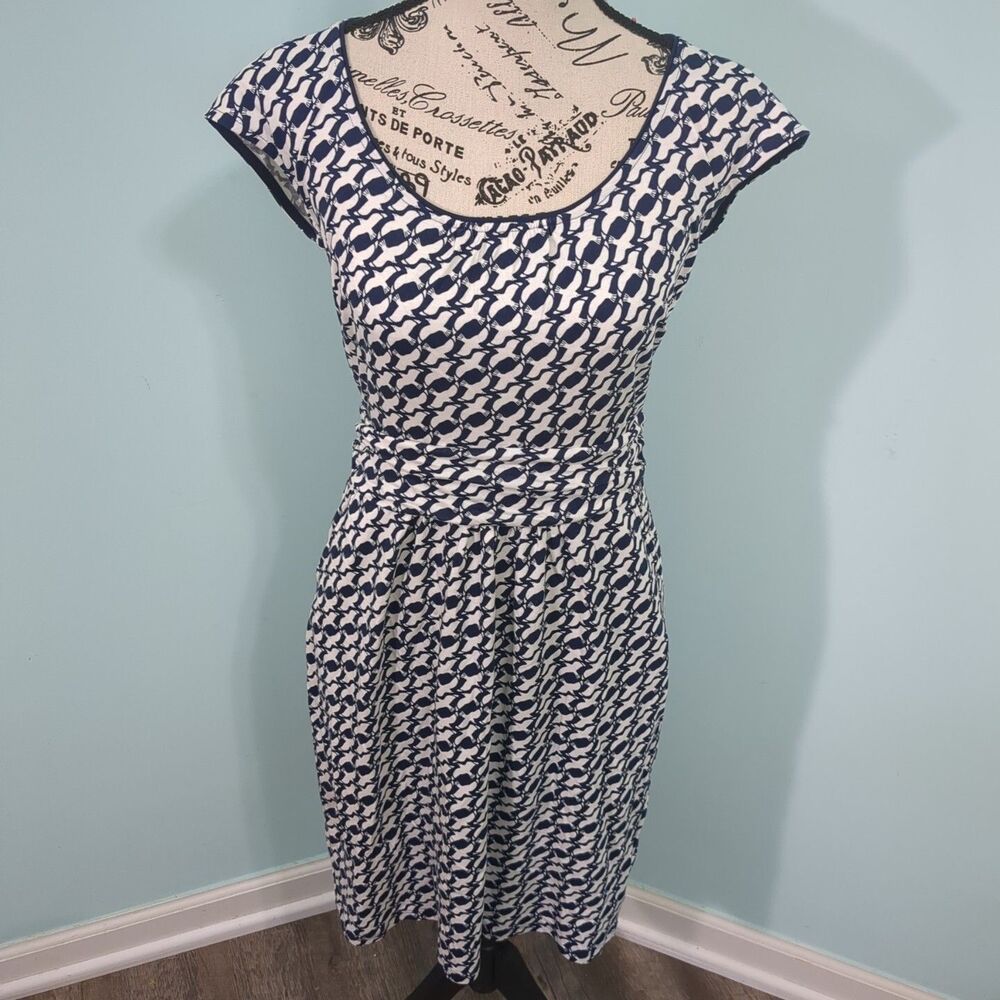 Boden Blue White Birds Print Jersey Dress new with tags 4 coastal seagulls beach